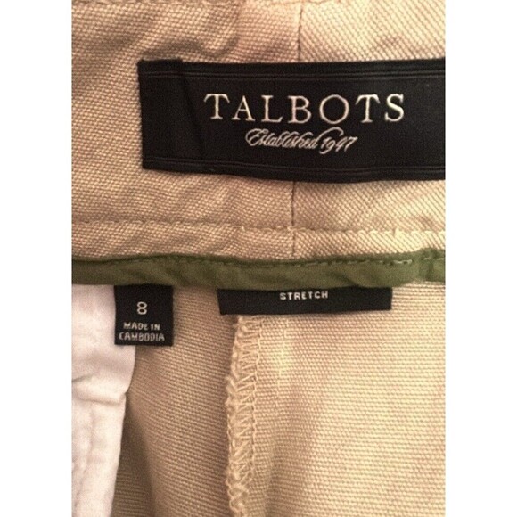 Women’s Talbots Size 8 Stretch Straight Leg Flat Front Pants Khaki - Picture 7 of 8